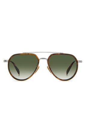 David Beckham 57mm Pilot Sunglasses in Palladium Brown/Green Sf Ar at Nordstrom
