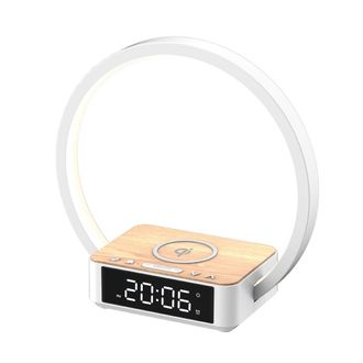 OEM L&aacute;mpara De Mesilla T&aacute;ctil Con Cargador Inal&aacute;mbrico, Cargador Qi, L&aacute;mpara De Escritorio Led, Luz Nocturna Con Despertador, Luz Nocturna, 3 Niveles De B