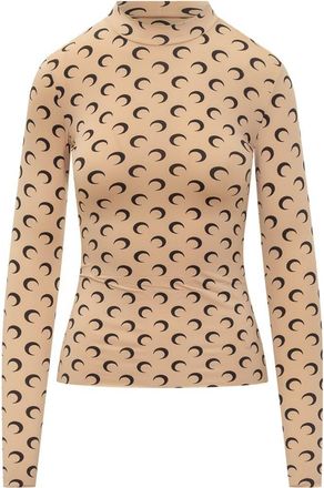 Marine Serre Beige Top With Moon Print All Over By Marine Serre