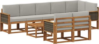 vidaXL Conjunto De Sof&aacute;s De Exterior 9 Uds. Natural Y Gris Claro Vidaxl