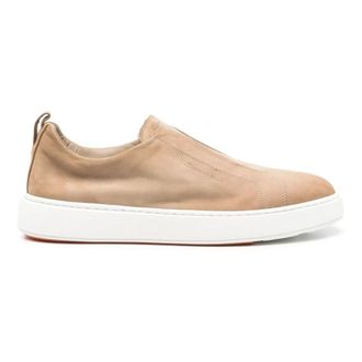 Santoni Sneakers, male, Beige, Size: 10 1/2 US Nubuck Slip-on Sneaker