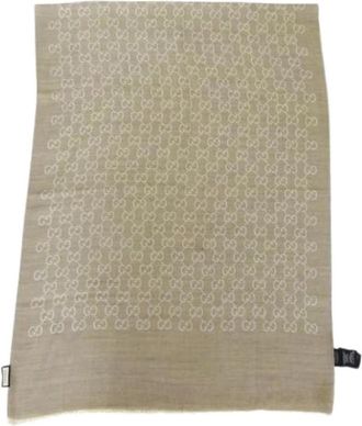 Gucci Pre-owned Vintage Zijden Sjaal - Dames - Vintage Accessoires - Beige - ONE Size - Vintage