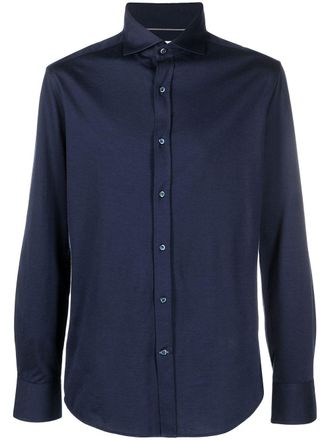 Brunello Cucinelli classic collar buttoned shirt - men - Cotton - 3XL - Blue