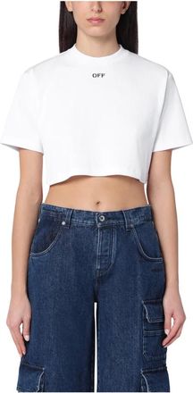 Off-white T-Shirts, female, White, L, Short Sleeve Crew Neck T-Shirt
