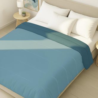 KASANOVA Piumino matrimoniale in microfibra effetto seta blu