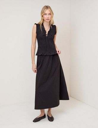 Nobody's Child Black Poplin Midi Skirt