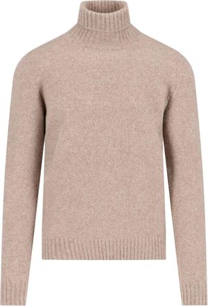 Drumohr Grey Turtleneck Textured Knit Sweater