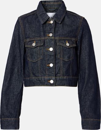 Ganni Giacca cropped in denim