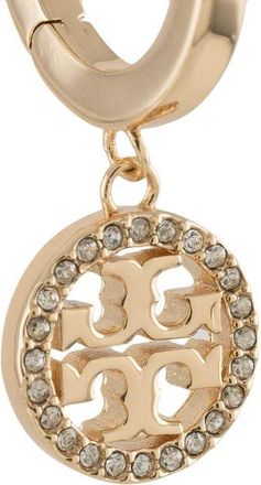 Tory Burch Womens Hoop Earrings Icon Metallic Brass