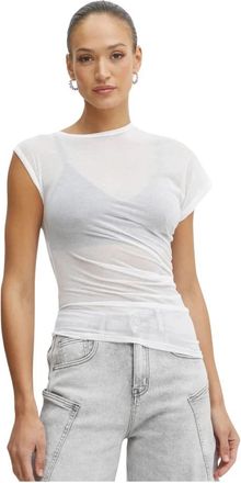 Pinko Asymmetrische T-shirt - Dames - T-shirts - Wit - XL - Katoen - Tops