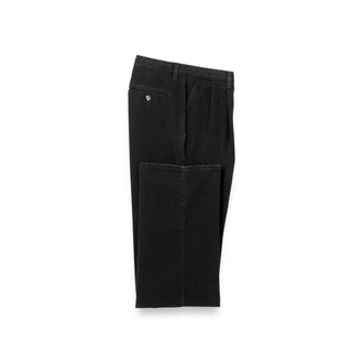 Paul Fredrick Denim Pleated Pants in Black at Nordstrom, Size 32 X 32