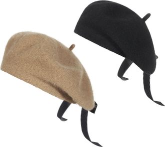 Eozy 2Pcs Beret Hats for Women Ladies Bowknot Artist Beret Cap Winter Warm French Berets Beanie Cap for Girls