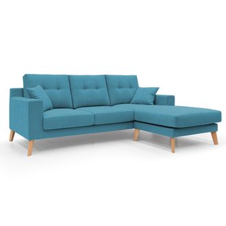 Divani.Store Divani.store - Danish Sof&aacute; Rinconero Moderno Reversible De Tela Suave E Impermeable 237 Cm Azul Claro