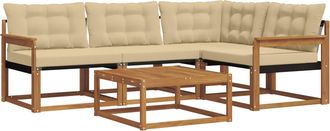 vidaXL Conjunto De Sof&aacute;s De Exterior 5 Uds. Natural Y Beige Vidaxl