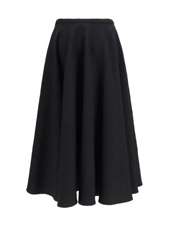 Lardini Virgin Wool Fleece Midi Skirt - Black