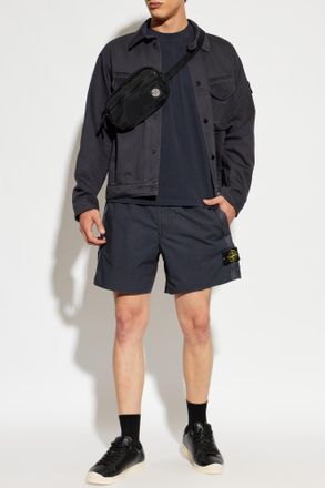 Stone Island Jacket With Logo Patch, Mens, Navy Blue