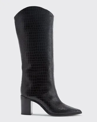 Schutz Analeah Snake-Print Leather Tall Boots