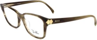 Pucci Glasses, female, Green, Size: ONE SIZE Green Plastic Frames with Olive Stripe Dial