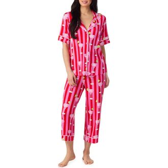 Room Service PJs Print Crop Pajamas in Pink Stripe at Nordstrom, Size X-Small