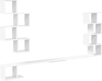 vidaXL Estante De Tv Montado En La Pared Blanco 160 X 15 X 94 Cm Vidaxl