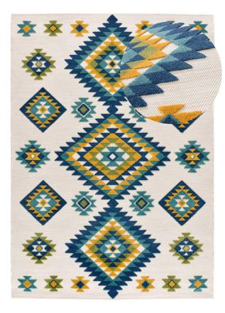 Atticgo Alfombra exterior con relieve blanc/azul/amarillo 160x230 cm