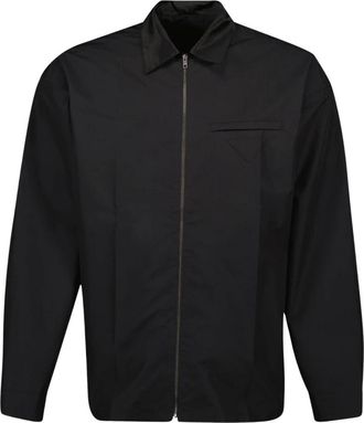 Prada Technical Cotton Shirt - Heren - Zomerjassen - Zwart - M - Katoen - Jassen