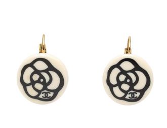 Chanel Resin Camellia Clip-On Drop Earrings