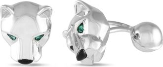 Cartier Gemelli Panther in oro bianco 18 carati con smeraldo e onice - Argento