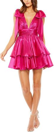 Mac Duggal Oversized Bow Ruffle Mini Dress