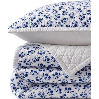 Lands End Solid Diamond Double Voile Quilt in Ivory/deep Sea Navy Blooms at Nordstrom, Size Twin