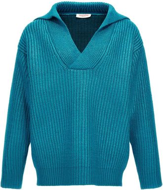 Valentino Garavani Light Blue V-neck Sweater