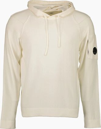 C.P. Company Mens Sea Island Knitted Lens Hoodie - White - Size: 40