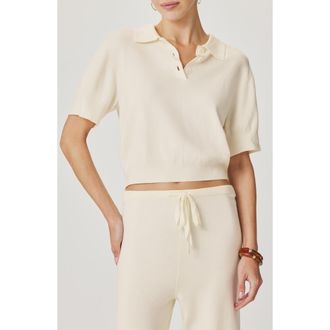 Splendid Christa Crop Polo Sweater in Shell White at Nordstrom, Size X-Large