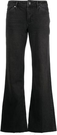 Paige Sonja distressed wide-leg jeans - women - Lyocell/Organic Cotton/Recycled Cotton - 29 - Black