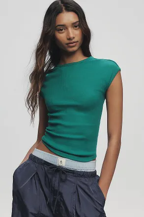 Maeve The Betty Crew-Neck Baby Muscle Tee by Maeve