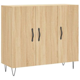 Berkfield Home Sideboard Sonoma Oak 90x34x80 cm Engineered Wood in Light Brown | Size: 90 x 34 x 80 cm