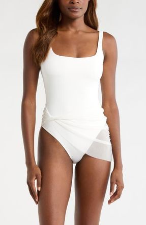 Hutch Mesh Overlay One-Piece Swimsuit in White Solid at Nordstrom, Size X-Small