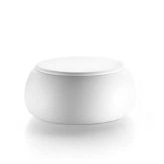 Plust Mesa De Centro Baja Redonda Container De Dise&ntilde;o Moderno T Ball - Blanco