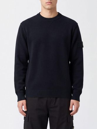 Stone Island Maglia girocollo in misto cotone con patch logo Compass