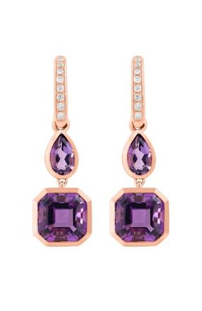 Effy 14K Rose Gold Diamond,Amethyst Earrings in Hematite And Fw Blush Pearl at Nordstrom