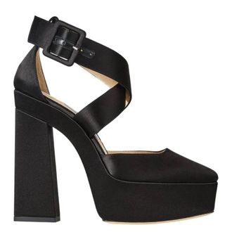 Jimmy Choo London Gian 140 Satin Platform Pumps, Brand Size 37 ( US Size 7 )