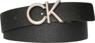 Calvin Klein Lederg&uuml;rtel CALVIN KLEIN CK HALLMARK LOGO 35MM ADJ/REV, Herren, Gr. 100, schwarz (schwarz, delicioso, brushed nickel), Rindsleder, unifarben, G&uuml;rtel L