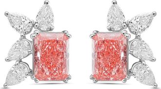 Diana M. Jewels 14kt White Gold 10cts Lab Grown Pink and White Diamond Cluster Earrings