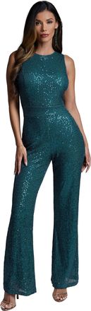 Bebe Womens Sequin Jumpsuit