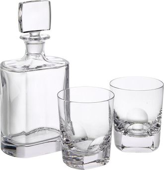 Rogaska 3Pc Manhattan Whiskey Decanter & Double Old Fashioned Set