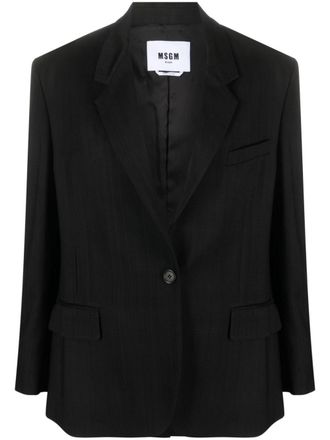 Msgm notched-lapels single-breasted blazer - Black