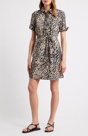 Tommy Bahama Aubrey Spot Tie Waist Shirtdress in Black at Nordstrom, Size X-Large