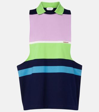 Versace Striped cotton jersey tank top