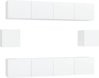 vidaXL Vidaxl - Set di Mobili Porta tv 6 pz Bianco in Legno Multistrato