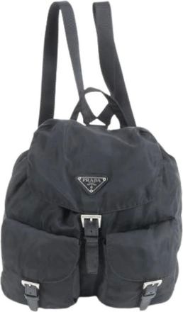 Prada Pre-owned Backpacks, female, Black, Size: ONE SIZE Pre-owned Leather Backpack
